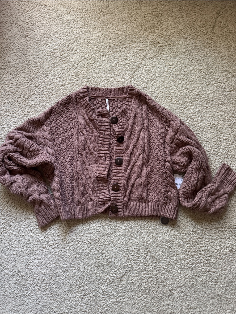 Free People Bonfire Chunky Knit Button-Front Sweater